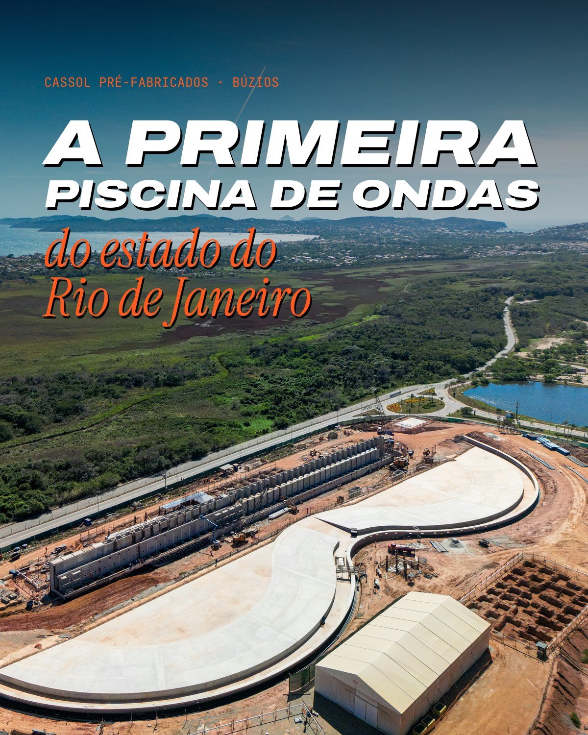 A primeira piscina de ondas do estado do Rio de Janeiro, em Búzios, vista de drone